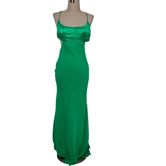 ASOS Green Maxi Dress Cut Out Backless Formal Gown Party Cocktail Size 0 NWT - Picture 1 of 14